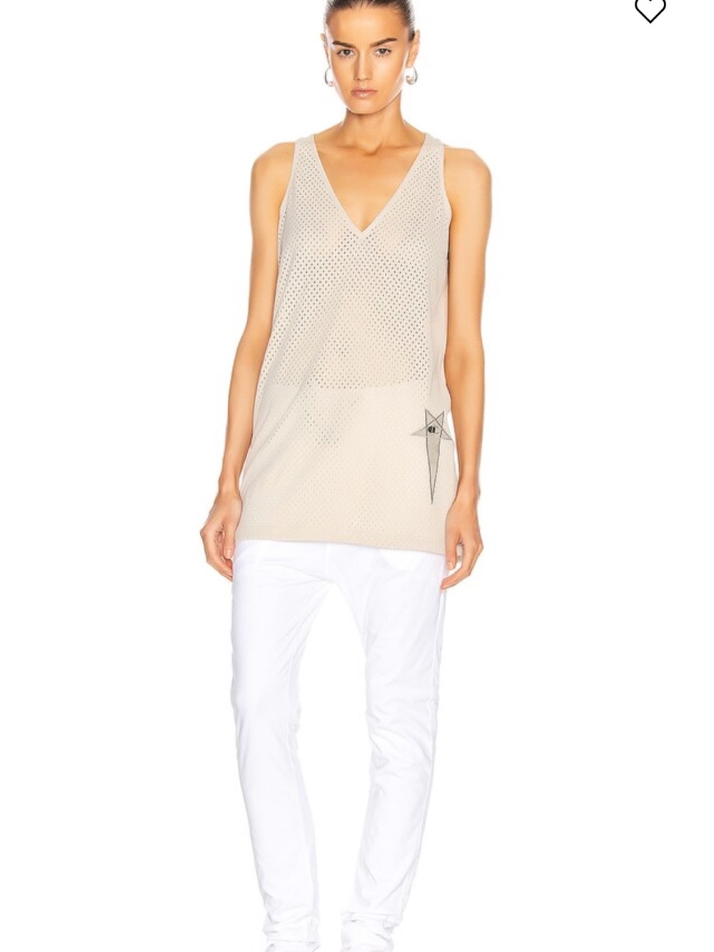 Rick Owens x Champion Beige Mesh Athletic V-Neck Tank Top, XS
